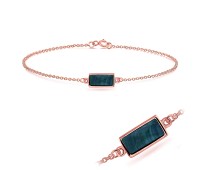 Rose Gold Plated Malachite Silver Bracelet BRS-428-RO-GP